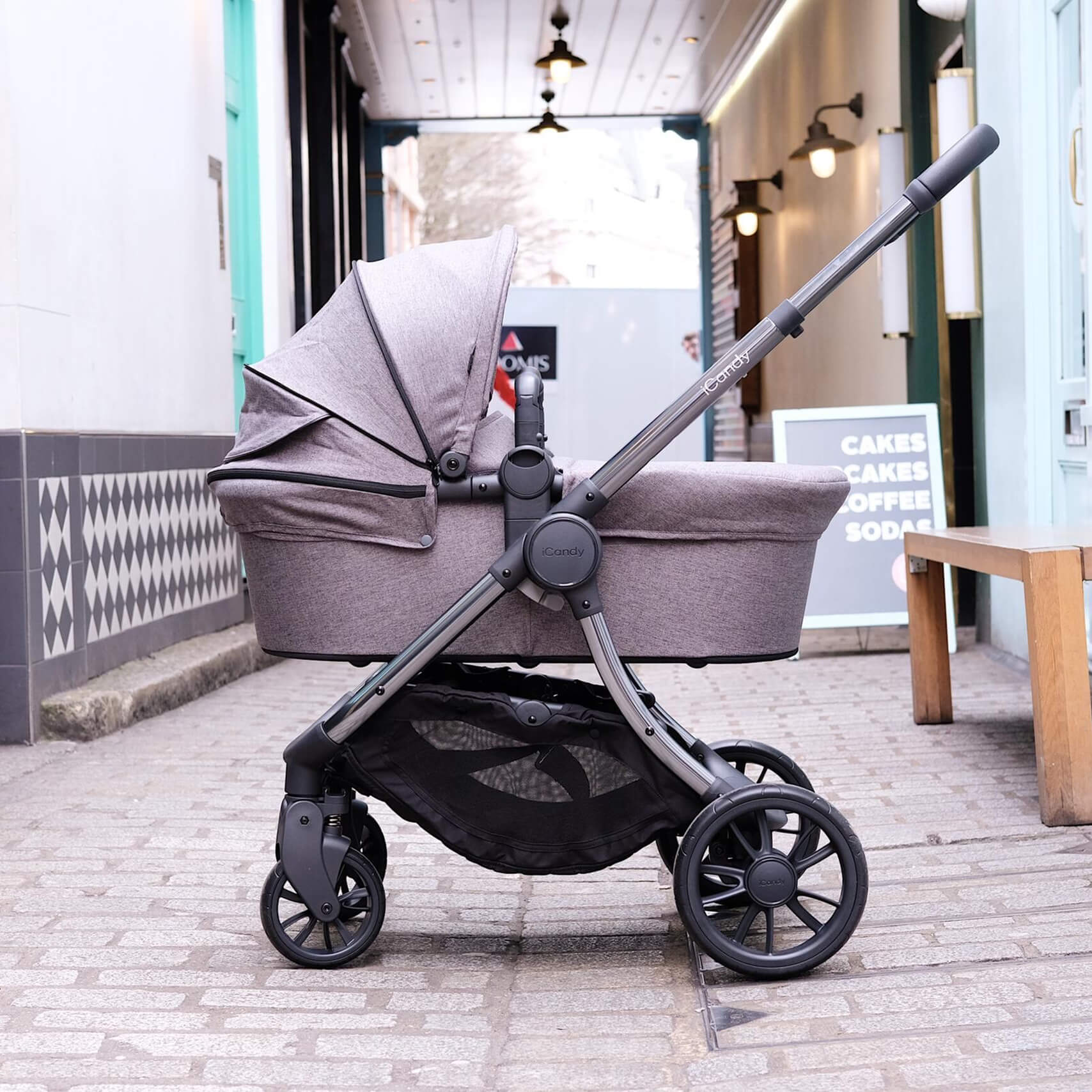 Prams with shop big baskets