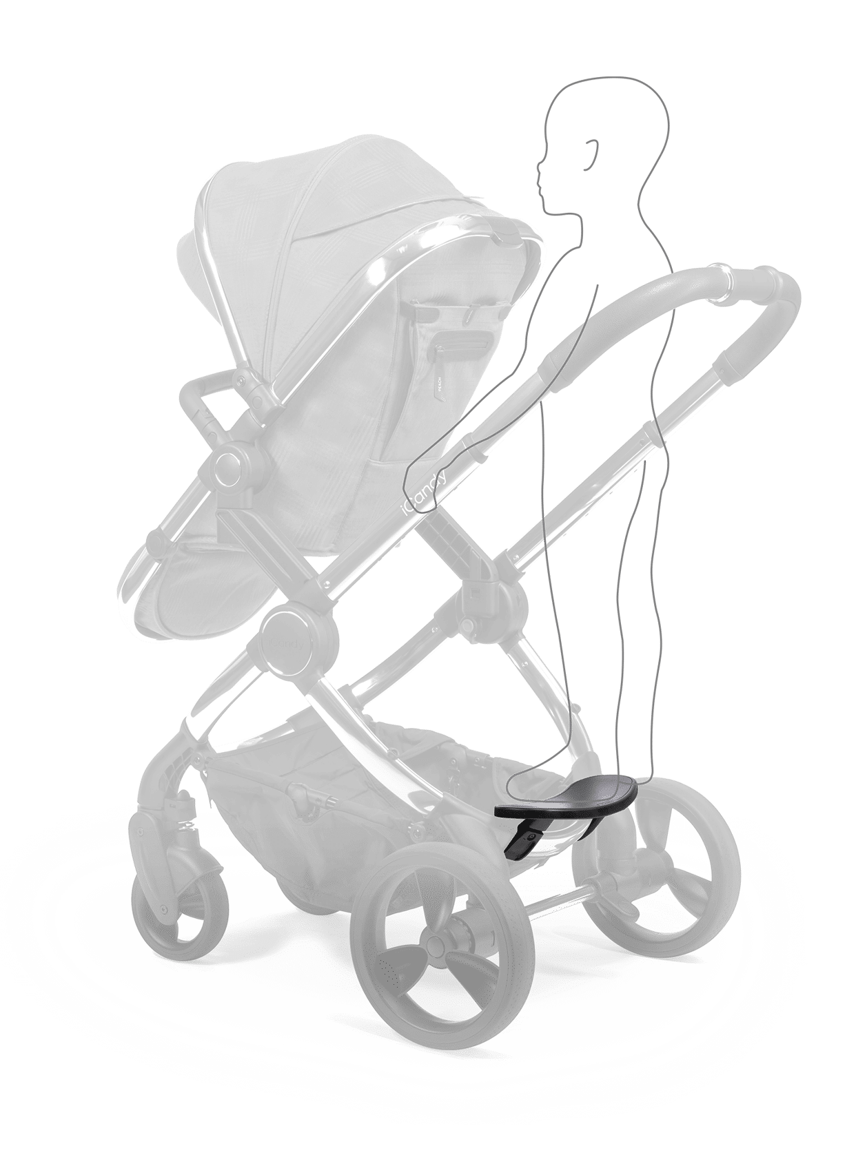 Peach Pushchair and Carrycot With Bag, Duo Pod & Ride-On Board