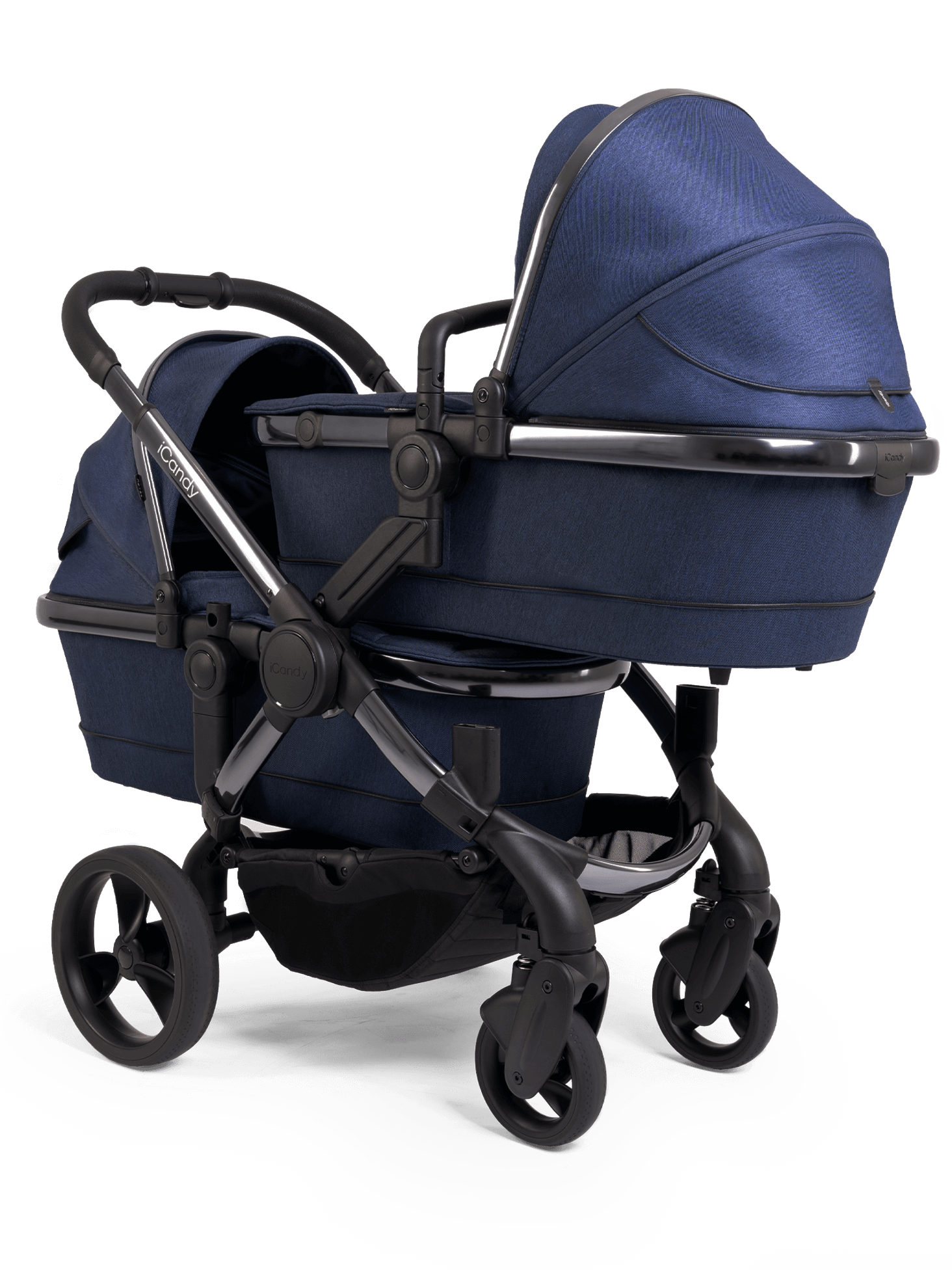 IC2383 iCandy Peach Phantom Navy Check Pushchair & Carrycot Set with Bag