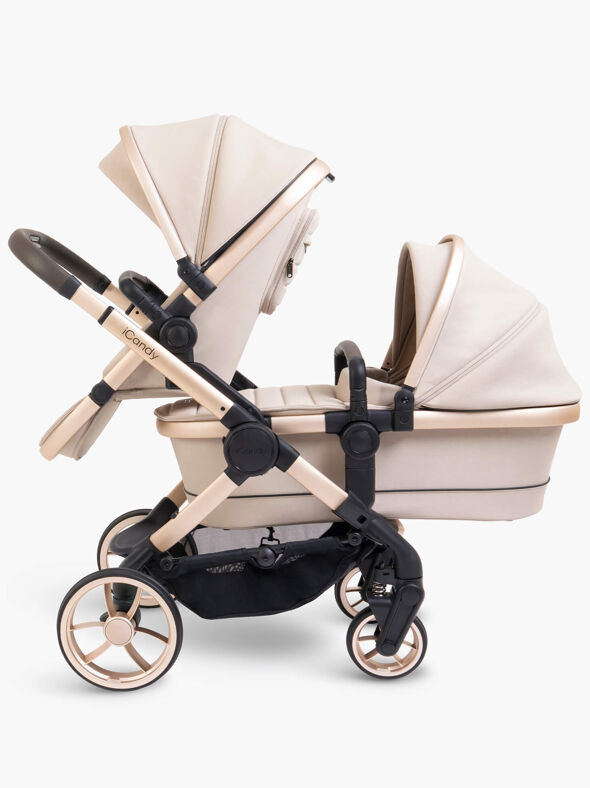 Peach 7 Double Pushchair & Carrycot in Biscotti - iCandy